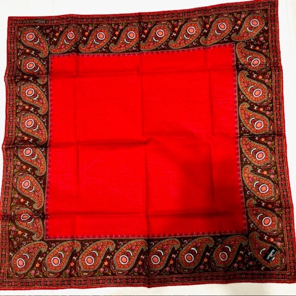 Beautiful Set of 2 :  UNGANO PARIS mini Scarf/Handkerchief  21" x21" Red  (Sc19) - Picture 11 of 14